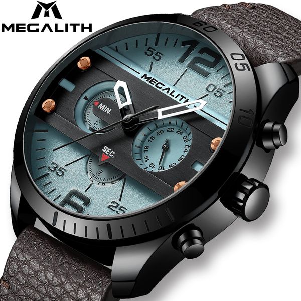 megalith fashion sport men's watch men waterproof multifunction militray leather strap quartz men watch clock relogio masculino, Slivery;brown
megalith fashion sport men's watch men waterproof multifunction militray leather strap quartz men watch clock relogio masculino, Slivery;brown