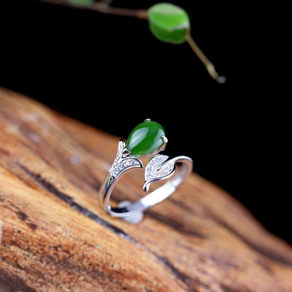 natural green jade leaf adjustable rings real 925 sterling silver cool finger women cute ring gift tray supply vintage with box, Golden;silver
natural green jade leaf adjustable rings real 925 sterling silver cool finger women cute ring gift tray supply vintage with box, Golden;silver