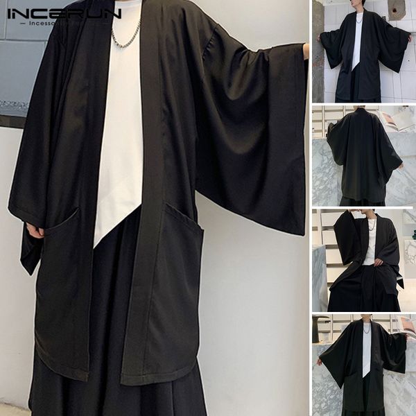 incerun 2020 fashion men trench cardigan open stitch cloak capes man loose long sleeve solid color punk long coats streetwear, White;black
incerun 2020 fashion men trench cardigan open stitch cloak capes man loose long sleeve solid color punk long coats streetwear, White;black