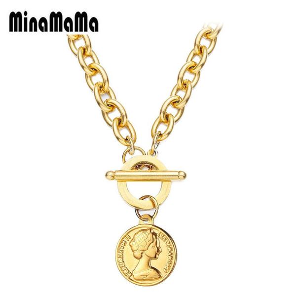 stainless steel toggle choker necklace coin beauty head with ot clasp pendant necklace for women charms jewelry, Silver
stainless steel toggle choker necklace coin beauty head with ot clasp pendant necklace for women charms jewelry, Silver
