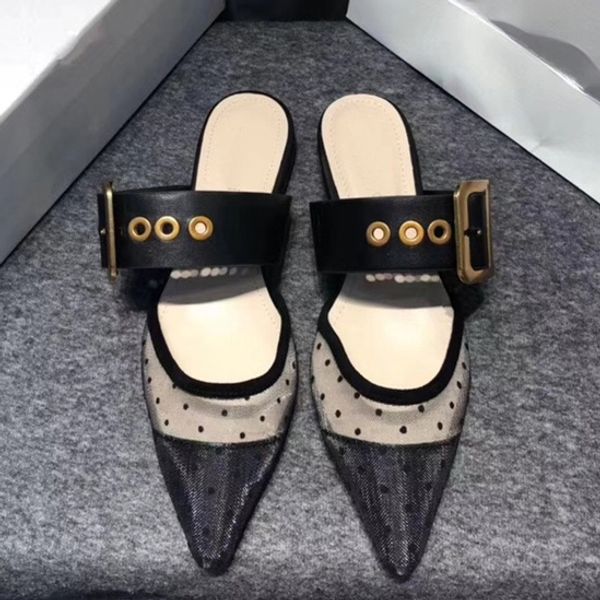 Designer Women Tulle Flat Sandals Embroidered Slingbacks Flats Slippers Slides Polka Dots Lady Casual Shoes Sandalias
Designer Women Tulle Flat Sandals Embroidered Slingbacks Flats Slippers Slides Polka Dots Lady Casual Shoes Sandalias