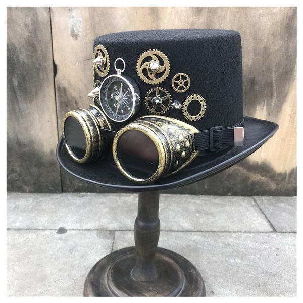 new men women high-end handmade steampunk hat with gear glasses magic hat size 57cm, Blue;gray
new men women high-end handmade steampunk hat with gear glasses magic hat size 57cm, Blue;gray