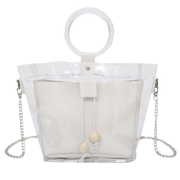 women shoulder bag clear transparent drawstring girls composite bag handbags high capacity girls fashion messenger bags forfait