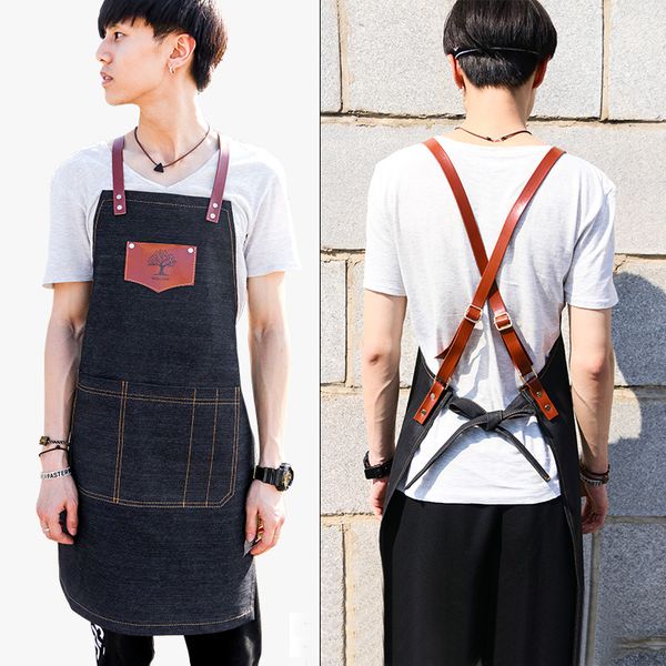 korean fashion denim apron custom printing western restaurant cafe barber hair studio overalls
korean fashion denim apron custom printing western restaurant cafe barber hair studio overalls