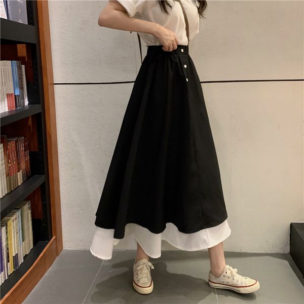 gagarich high waist hip button design a line skirt women contrast color ruffles patchwork temperaent jupe femme summer new, Black
gagarich high waist hip button design a line skirt women contrast color ruffles patchwork temperaent jupe femme summer new, Black