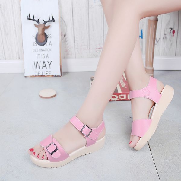 all-match open toe side buckle muffin bottom women's students beach sandals, Black
all-match open toe side buckle muffin bottom women's students beach sandals, Black