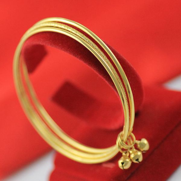 3-pcs together thin bangle 18k yellow gold filled womens girls bangle with bells simple style accessories, Black
3-pcs together thin bangle 18k yellow gold filled womens girls bangle with bells simple style accessories, Black