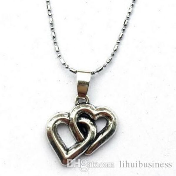 10pc/lot two connected hearts interlocking double heart necklace for two sisters /mother daughter/godmother jewelry twins gift new arrival, Silver
10pc/lot two connected hearts interlocking double heart necklace for two sisters /mother daughter/godmother jewelry twins gift new arrival, Silver