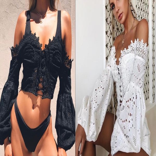 summer cotton embroidery one-character embroidered shoulder shoulder strap strapless lace strap short hollow lantern sleeve t-shirt, White
summer cotton embroidery one-character embroidered shoulder shoulder strap strapless lace strap short hollow lantern sleeve t-shirt, White