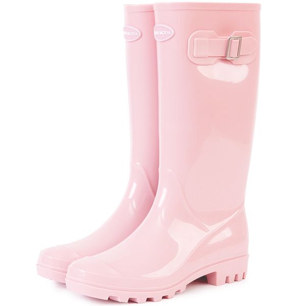 british fashion rubber shoes water shoes female cute rain boots high boots water slip ladies rain, Black