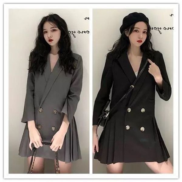tay's hipping suit coat woman korean version loose thin autumn suit small british style professional dress longsleeves, White;black
tay's hipping suit coat woman korean version loose thin autumn suit small british style professional dress longsleeves, White;black