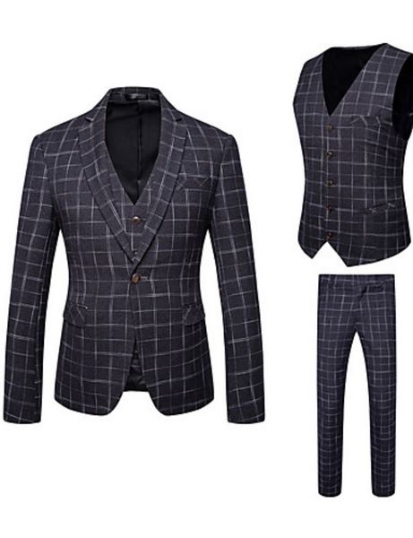 2019 black check suits men fashion wedding tuxedos 3 pieces (jacket+vest+pants) formal business custom made blazer, Black;gray
2019 black check suits men fashion wedding tuxedos 3 pieces (jacket+vest+pants) formal business custom made blazer, Black;gray