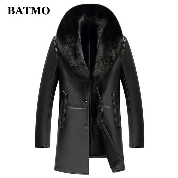 batmo 2019 new arrival winter natural leather trench coat men, fur collar rain coat men 8889, Black
batmo 2019 new arrival winter natural leather trench coat men, fur collar rain coat men 8889, Black