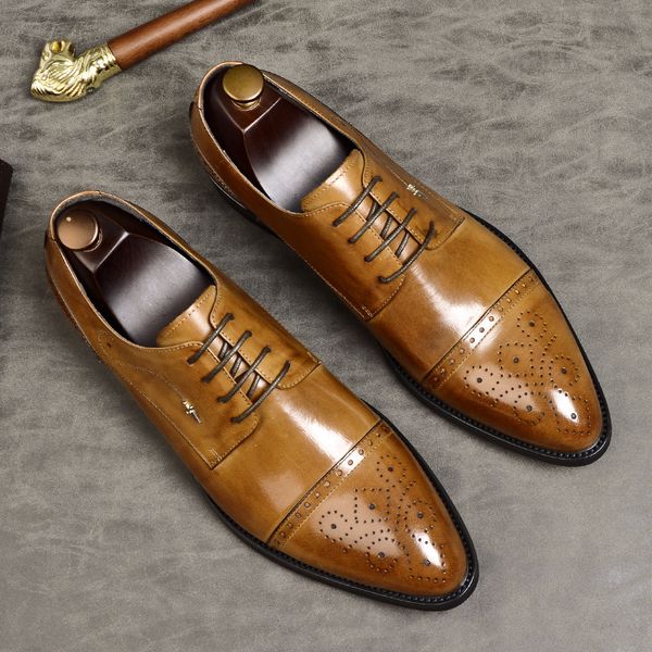 three joint non-commissioned officers business dress pointed toe men's dress shoes british brogues shoes leather mens, Black
three joint non-commissioned officers business dress pointed toe men's dress shoes british brogues shoes leather mens, Black