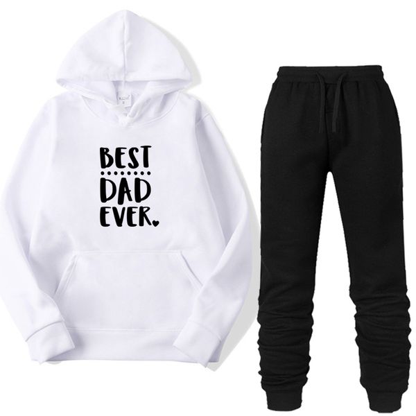 

two pieces set fathers day gift dad ever heart sweatshirt men/women tracksuit hoodie autumn brand clothes hoodies+pants set, Gray