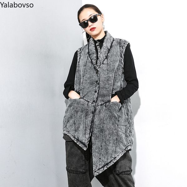 2019 winter new cardigan vest size irregular women vest streetwear single breasted female cotton padded wash, Black;white
2019 winter new cardigan vest size irregular women vest streetwear single breasted female cotton padded wash, Black;white