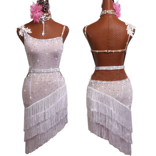 latin dance dress rumba chacha dress women white fringe customized size competition costume performance stage wear 3354, Black;red
latin dance dress rumba chacha dress women white fringe customized size competition costume performance stage wear 3354, Black;red