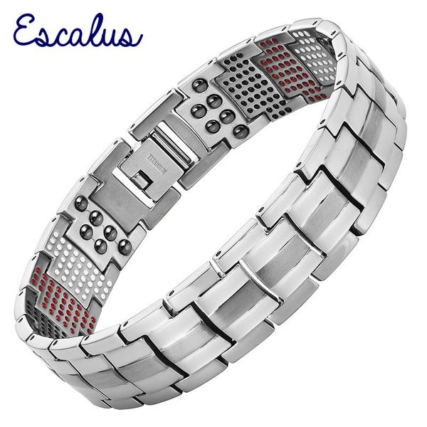 escalus trendy men's gun color pure titanium bracelet for men infra red bracelet ions germanium promote blood circulation, Golden;silver 
escalus trendy men's gun color pure titanium bracelet for men infra red bracelet ions germanium promote blood circulation, Golden;silver