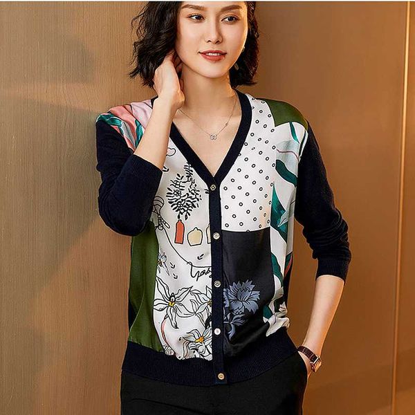 blouse women 100% printed silk patchwork fabric 2 colors simple v neck knitted long sleeves loose casual new fashion, White
blouse women 100% printed silk patchwork fabric 2 colors simple v neck knitted long sleeves loose casual new fashion, White