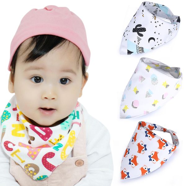 baby bibs triangle double layers cotton cartoon character print baby bandana bibs dribble bibs random