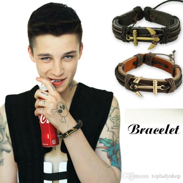 fashion ship anchor leather alloy bracelet hand-woven cowhide bracelet wholesale, Golden;silver
fashion ship anchor leather alloy bracelet hand-woven cowhide bracelet wholesale, Golden;silver