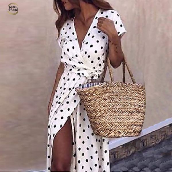 summer women dress dot beach long dress evening party v-neck high waist split a line maxi dress chic femme vestido designer clothes, Black;gray
summer women dress dot beach long dress evening party v-neck high waist split a line maxi dress chic femme vestido designer clothes, Black;gray