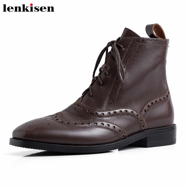 lenkisen elegant vintage classic carved cow leather boots square toe low heels winter fashion keep warm campus ankle boots l18, Black
lenkisen elegant vintage classic carved cow leather boots square toe low heels winter fashion keep warm campus ankle boots l18, Black