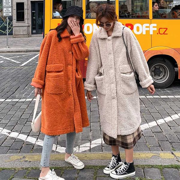 oversize wool lamb long coat women 2019 autumn winter new korean loose double-faced fur coats faux fur lamb windbreaker m910, Black
oversize wool lamb long coat women 2019 autumn winter new korean loose double-faced fur coats faux fur lamb windbreaker m910, Black