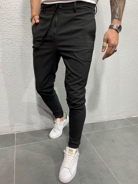 men's tattered fabric leisure jogging leggings european and american men's leisure full length pencil pants, Black
men's tattered fabric leisure jogging leggings european and american men's leisure full length pencil pants, Black
