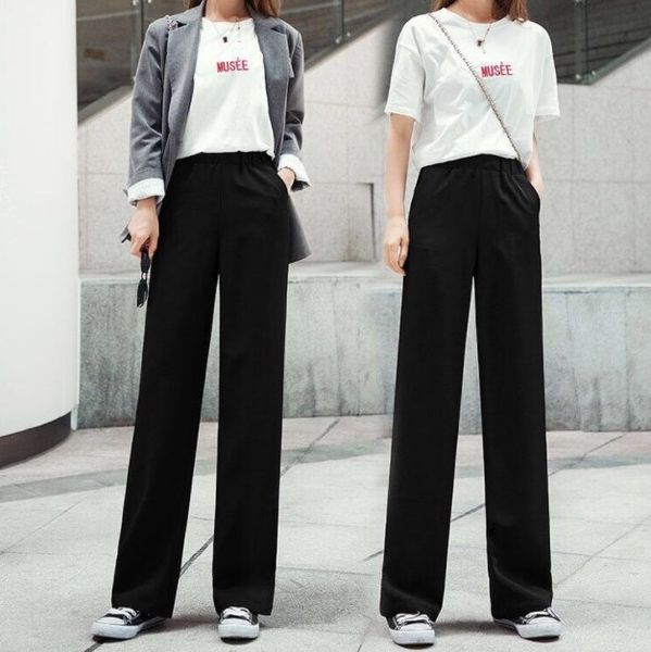 spring high waist women office work pants fashion elastic waist wide leg suit trousers women casual summer ladies korean pants, Black;white
spring high waist women office work pants fashion elastic waist wide leg suit trousers women casual summer ladies korean pants, Black;white
