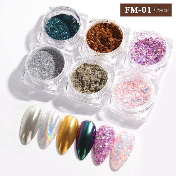 6pc/set art manicure magic mirror nail glitter powder laser chrome pigment dust sequins neon pearl shell mixed pack pink diy, Silver;gold
6pc/set art manicure magic mirror nail glitter powder laser chrome pigment dust sequins neon pearl shell mixed pack pink diy, Silver;gold