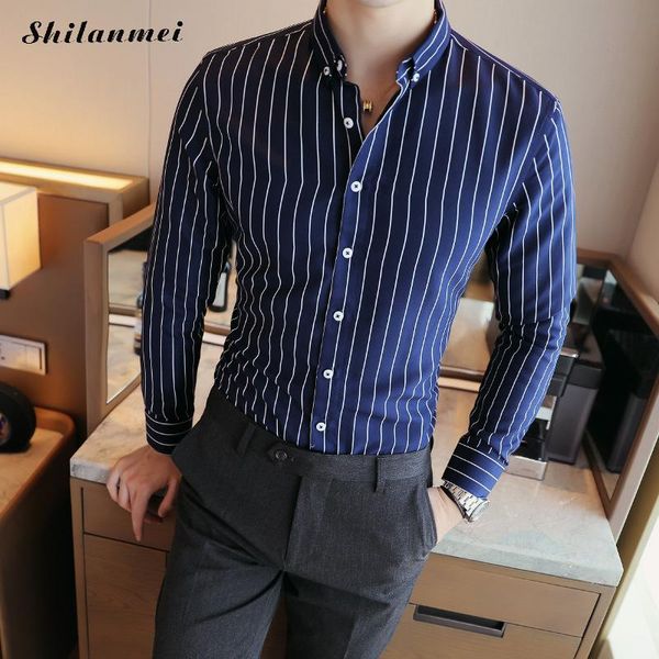 men's contrast vertical striped dress shirts high-quality comfortable cotton long sleeve slim-fit smart casual button-down shirt, White;black
men's contrast vertical striped dress shirts high-quality comfortable cotton long sleeve slim-fit smart casual button-down shirt, White;black