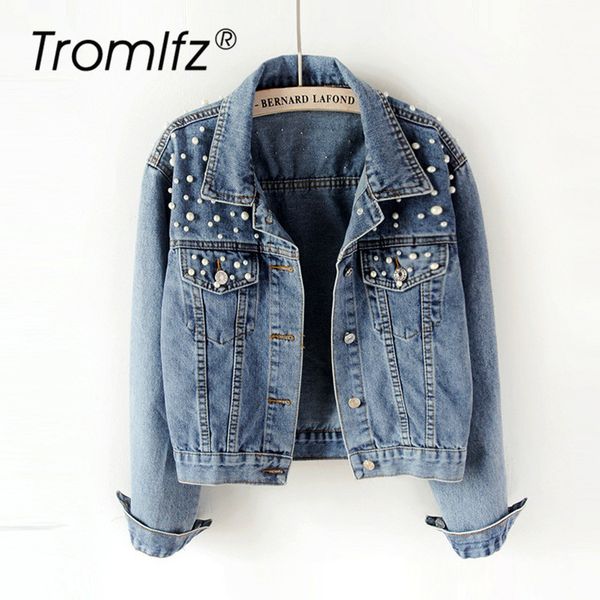 tromlfz 2019 spring and autumn beaded long-sleeved denim jacket ladies decorative pearl button loose casual jacket, Black;brown
tromlfz 2019 spring and autumn beaded long-sleeved denim jacket ladies decorative pearl button loose casual jacket, Black;brown