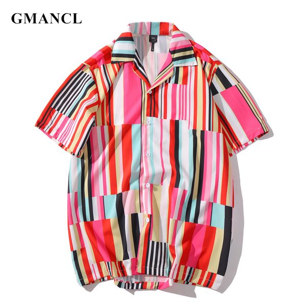 2020 new summer men pink color block stripe printed thin short sleeve shirts streetwear man loose beach casual shirt, White;black
2020 new summer men pink color block stripe printed thin short sleeve shirts streetwear man loose beach casual shirt, White;black