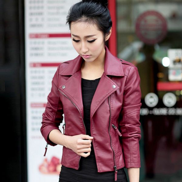 2020 women faux leather jacket thin black wine red turn -down collar ladies coat outwear slim womens casual jackets
2020 women faux leather jacket thin black wine red turn -down collar ladies coat outwear slim womens casual jackets