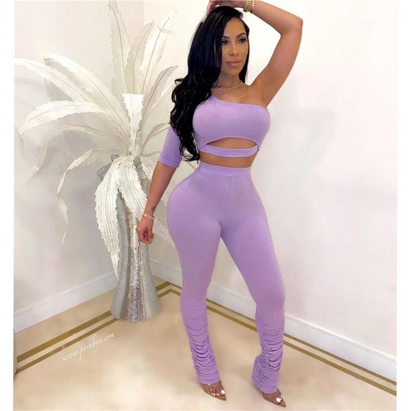 summer female 2pcs one shoulder solid color womens designer tracksuits long sleeve short shirts skinny pleated long pants, White
summer female 2pcs one shoulder solid color womens designer tracksuits long sleeve short shirts skinny pleated long pants, White