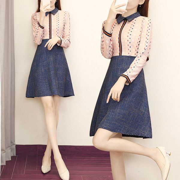 new mature-style women's clothing french was thin waist doll collar western style temperament lace dress, White;black
new mature-style women's clothing french was thin waist doll collar western style temperament lace dress, White;black