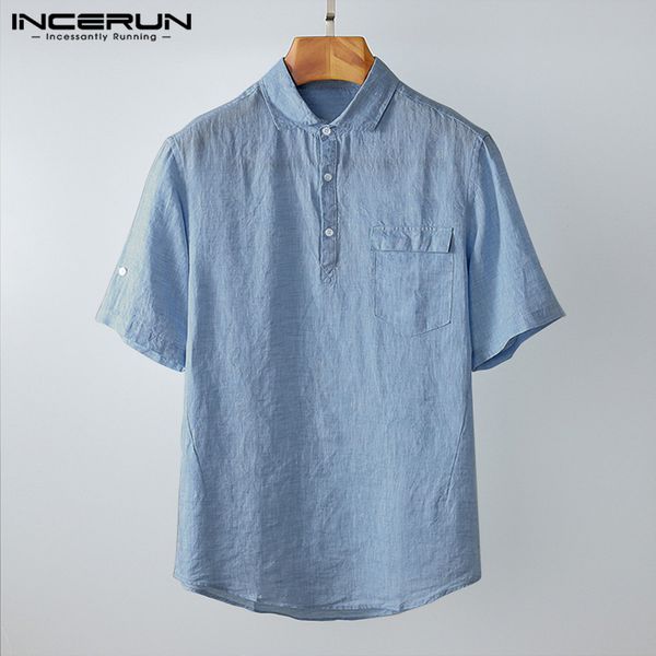 incerun summer solid color men shirt short sleeve lapel streetwear 2020 chic business casual shirts brand blouse harajuku s-5xl, White;black
incerun summer solid color men shirt short sleeve lapel streetwear 2020 chic business casual shirts brand blouse harajuku s-5xl, White;black