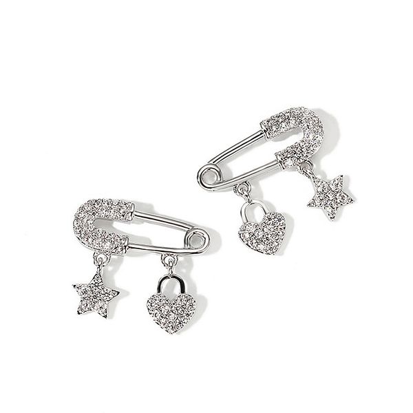 lism real silver 925 sterling silver korean jewelry sparkling cz personality pin heart star lock tassel stud earrings for women, Golden;silver
lism real silver 925 sterling silver korean jewelry sparkling cz personality pin heart star lock tassel stud earrings for women, Golden;silver