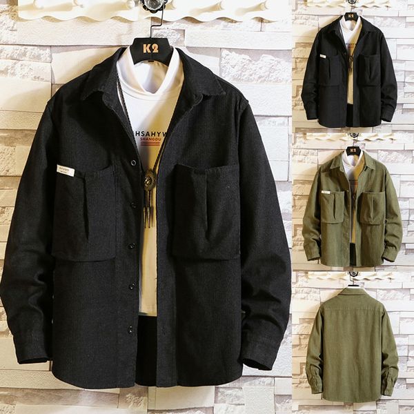 mens harajuku shirts slim fit new style for men in autumn winter corduroy large pocket long sleeve pure coat camisa masculina#3, White;black
mens harajuku shirts slim fit new style for men in autumn winter corduroy large pocket long sleeve pure coat camisa masculina#3, White;black