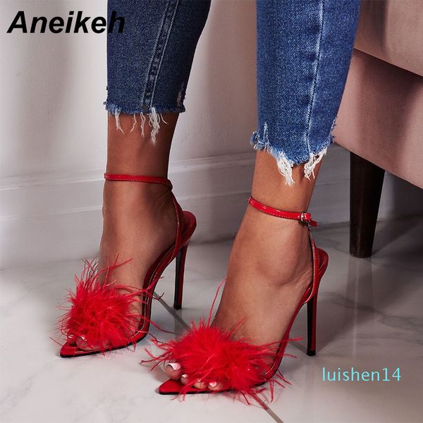 aneikeh 2019 summer new roman thin high heels buckle strap feather sandals pointed peep foe fur party female shoes l14, Black
aneikeh 2019 summer new roman thin high heels buckle strap feather sandals pointed peep foe fur party female shoes l14, Black