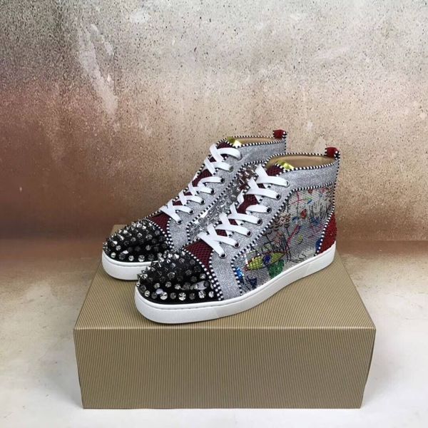 luxury designer high graffiti leather red bottom sneakers with spikes,rhinestone fashion party wedding casual shoe with box, Black
luxury designer high graffiti leather red bottom sneakers with spikes,rhinestone fashion party wedding casual shoe with box, Black