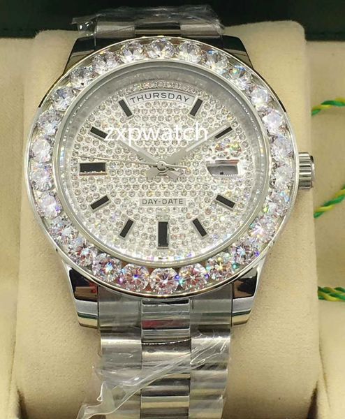 luxury silver automatic mens big diamond watch bezel dial day-date man watches 43mm stainless steel glisten diamond face dial, Slivery;brown
luxury silver automatic mens big diamond watch bezel dial day-date man watches 43mm stainless steel glisten diamond face dial, Slivery;brown