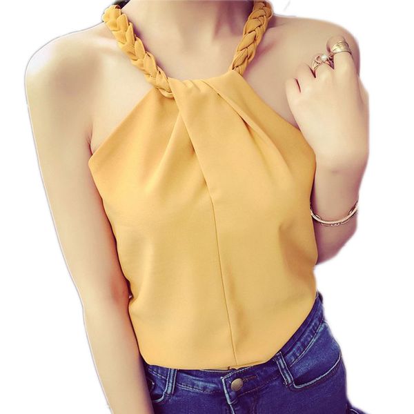 summer off vest cropped color solid women plait sleeveless clothes crop tank woven shoulder halter new sale, White
summer off vest cropped color solid women plait sleeveless clothes crop tank woven shoulder halter new sale, White