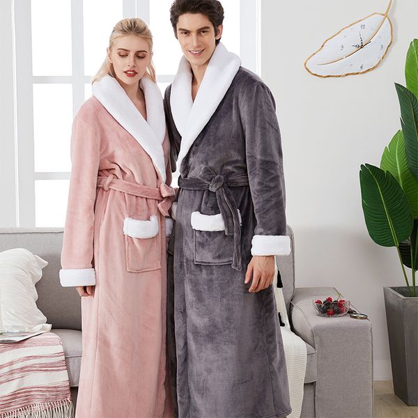 2019 new male winter robe super thick warm flannel long bathrobe for men women couple large lapel home dressing gown tmall brand, Black;brown
2019 new male winter robe super thick warm flannel long bathrobe for men women couple large lapel home dressing gown tmall brand, Black;brown