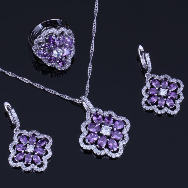 fancy flower purple cubic zirconia white cz 925 sterling silver jewelry sets for women earrings pendant chain ring v0290
fancy flower purple cubic zirconia white cz 925 sterling silver jewelry sets for women earrings pendant chain ring v0290