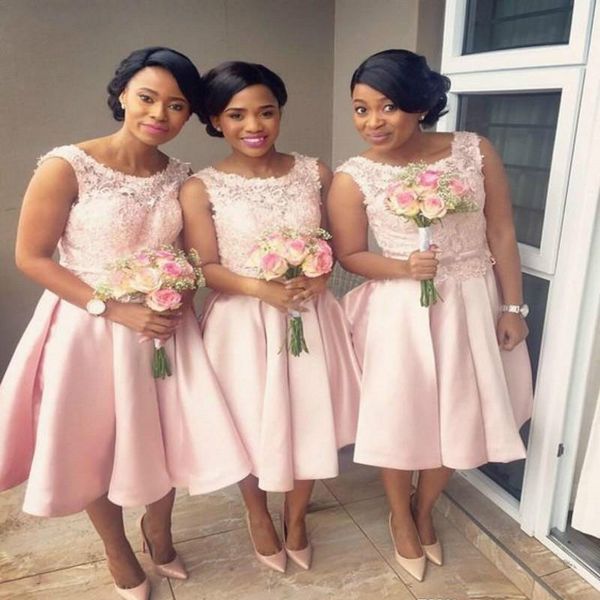 pink lace satin midi bridesmaid dresses 2020 tea length wedding party dress lace up prom gowns, White;pink
pink lace satin midi bridesmaid dresses 2020 tea length wedding party dress lace up prom gowns, White;pink