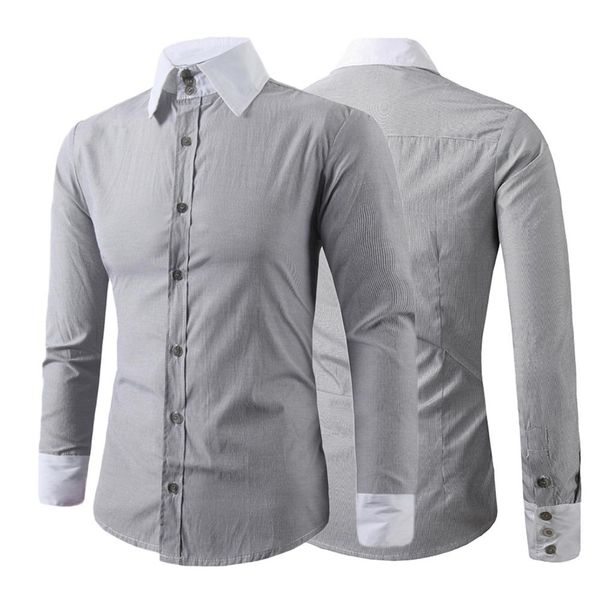 men spring autumn color block turn down collar long sleeve shirt slimed fit hot, White;black
men spring autumn color block turn down collar long sleeve shirt slimed fit hot, White;black