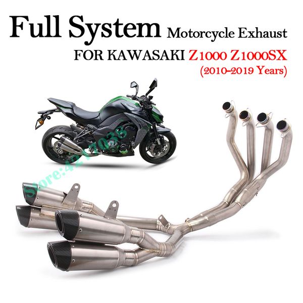 

full system motorcycle exhaust modified muffler titanium alloy front middle link pipe for z1000 abs z1000sx 2010 - 2019