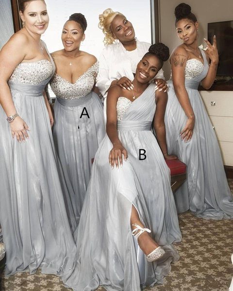 one-shoulder silver long split bridesmaid dresses african beaded chiffon a line maid of honor dresses black girl wedding guest wear, White;pink
one-shoulder silver long split bridesmaid dresses african beaded chiffon a line maid of honor dresses black girl wedding guest wear, White;pink